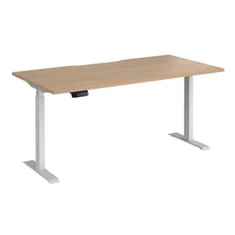 Elev8 Contract Straight Sit-Stand Desk - 1600 - White - Beech